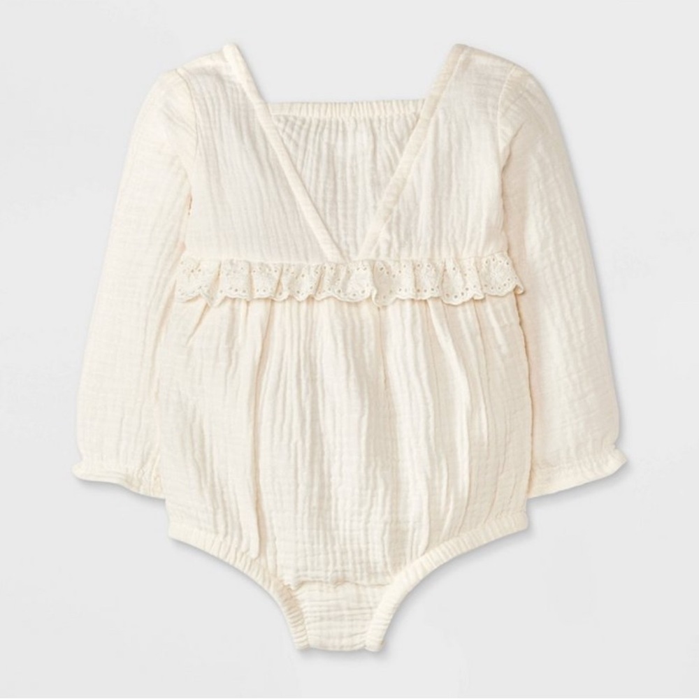 Grayson Mini Baby Girl's Cream Bubble Romper